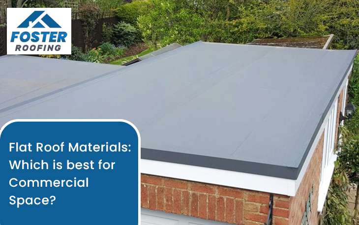 Flat commercial roof with modern roofing material